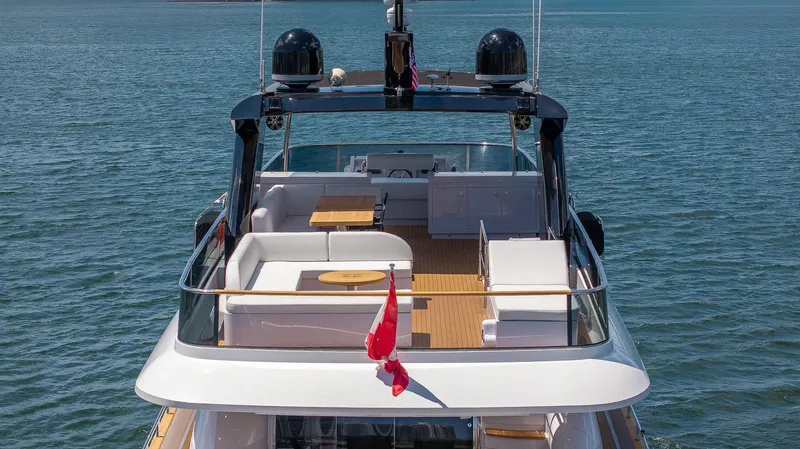 Sea Metri V Yacht Photos Pics Luxurious 2017 Amer 94 yacht with spacious deck and elegant seating on calm waters.