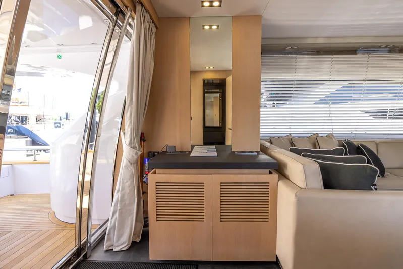 Sea Metri V Yacht Photos Pics Luxurious interior of 2017 Amer 94 yacht with modern furnishings and elegant design.