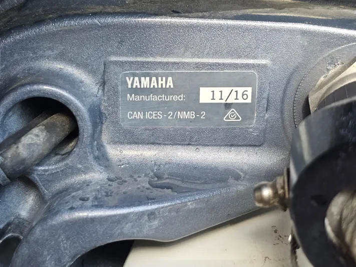  Yacht Photos Pics Close-up of Yamaha engine label on 2017 Parker 2820 XLD Sport Cabin.