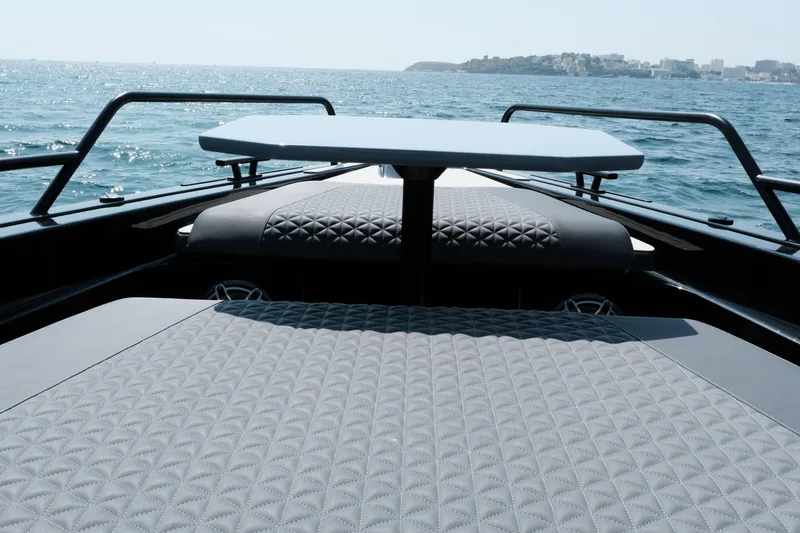 Ex Felgenhauer Yacht Photos Pics 2023 BRABUS Shadow 1200 Cross Cabin boat interior with ocean view.