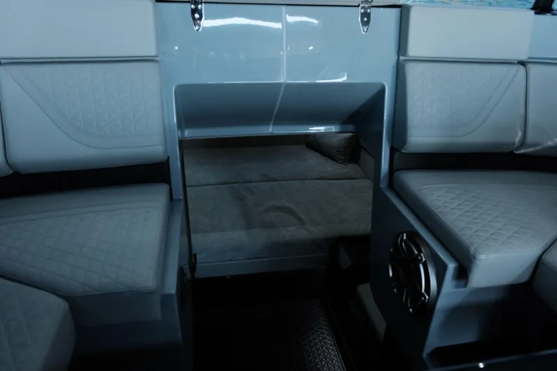 Ex Felgenhauer Yacht Photos Pics 2023 BRABUS Shadow 1200 Cross Cabin interior with sleek seating and modern design.