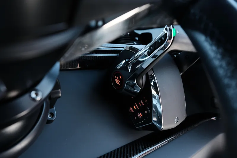 Ex Felgenhauer Yacht Photos Pics Close-up of 2023 BRABUS Shadow 1200 Cross Cabin controls, showcasing sleek design and technology.