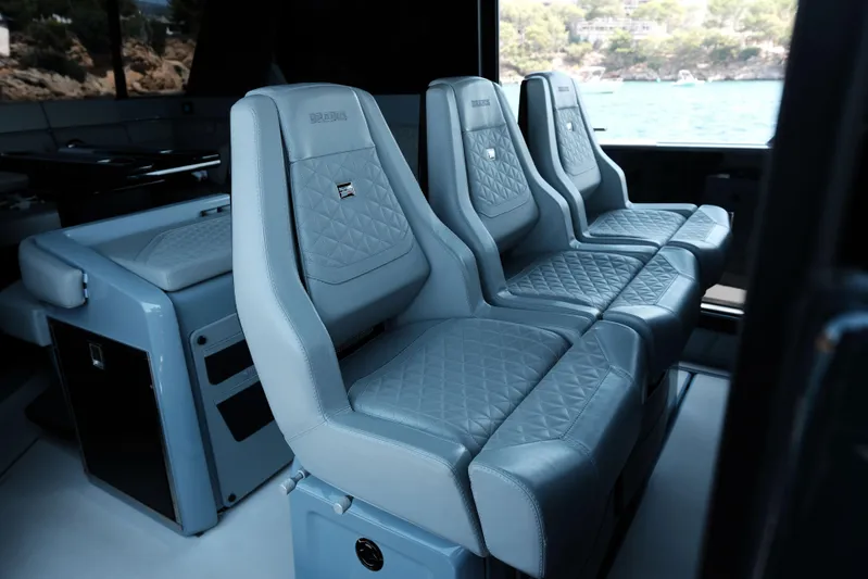 Ex Felgenhauer Yacht Photos Pics Luxurious interior seating of 2023 BRABUS Shadow 1200 Cross Cabin yacht.