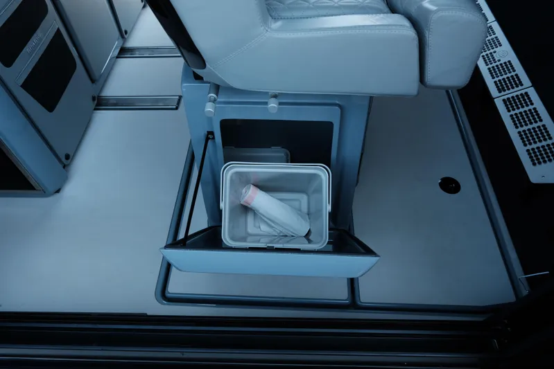 Ex Felgenhauer Yacht Photos Pics Interior of 2023 BRABUS Shadow 1200 Cross Cabin with storage compartment open.