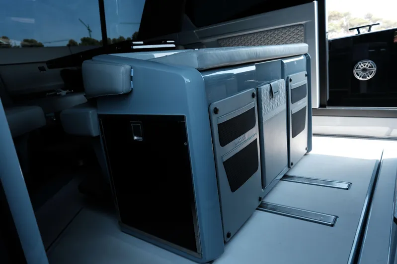 Ex Felgenhauer Yacht Photos Pics Interior of 2023 BRABUS Shadow 1200 Cross Cabin, featuring sleek seating and modern design.