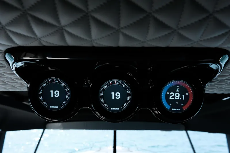 Ex Felgenhauer Yacht Photos Pics Dashboard of 2023 BRABUS Shadow 1200 Cross Cabin with digital gauges.