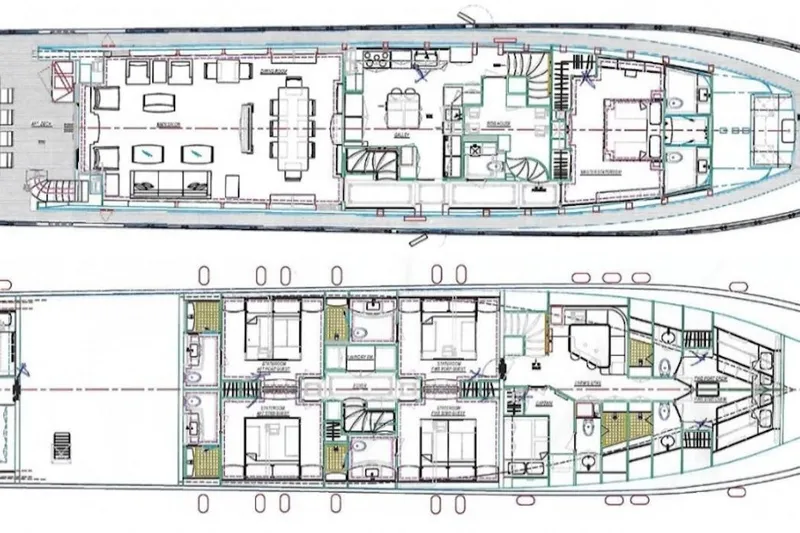 Renaissance Yacht Photos Pics Floor plan of 2016 Hargrave Raised Pilothouse yacht, showcasing detailed interior layout.