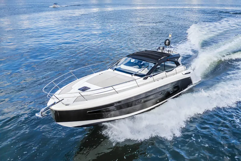  Yacht Photos Pics 2020 Azimut Atlantis 45 yacht cruising on open water, showcasing sleek design and performance.