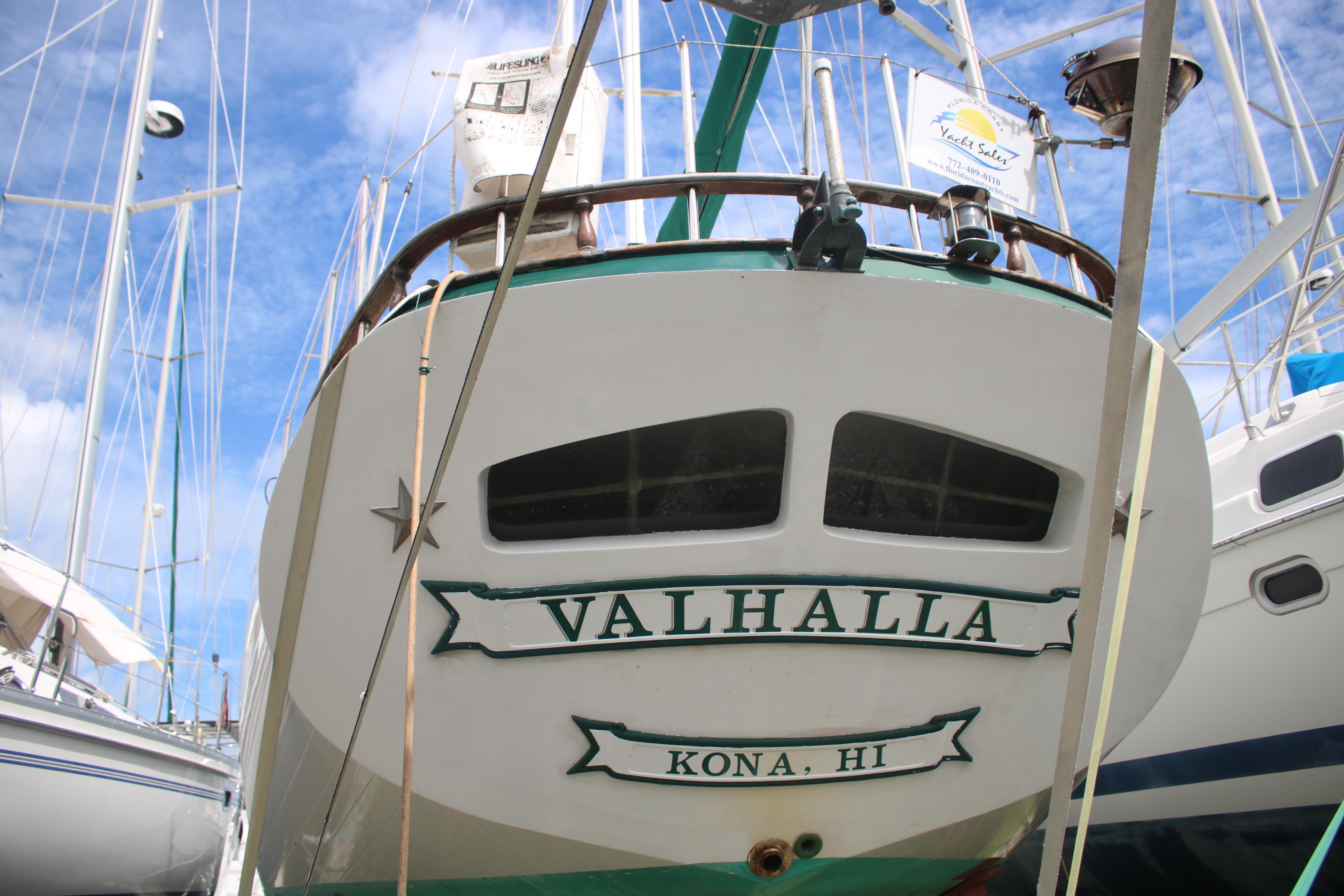 1981 Hardin 45 Voyager sailboat "Valhalla" docked in Kona, Hawaii.