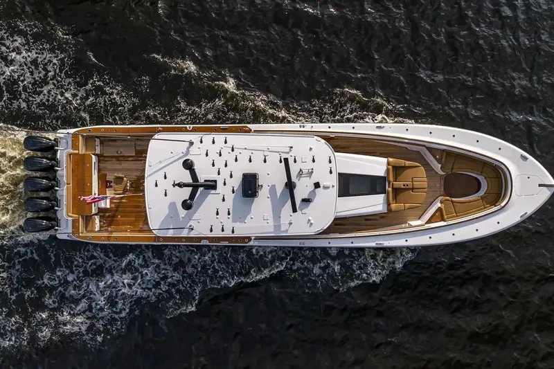 Next To Sell Yacht Photos Pics Aerial view of 2020 HCB Estrella yacht cruising on water.