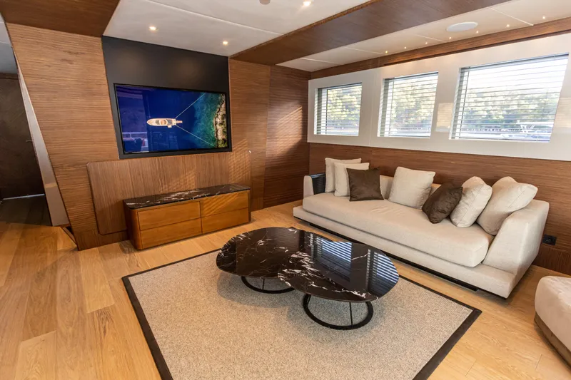 Zeemar Yacht Photos Pics Luxurious interior of 2016 Custom Aydos Yat Sanayi 100' yacht with modern furnishings.