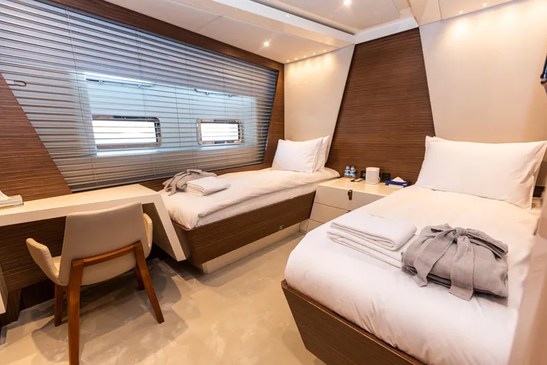 Zeemar Yacht Photos Pics Luxurious twin cabin on a 2016 Custom Aydos Yat Sanayi 100' yacht.