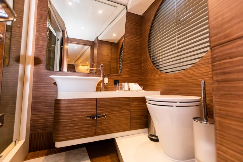 Zeemar Yacht Photos Pics Luxurious bathroom on 2016 Custom Aydos Yat Sanayi 100' yacht with modern fixtures.