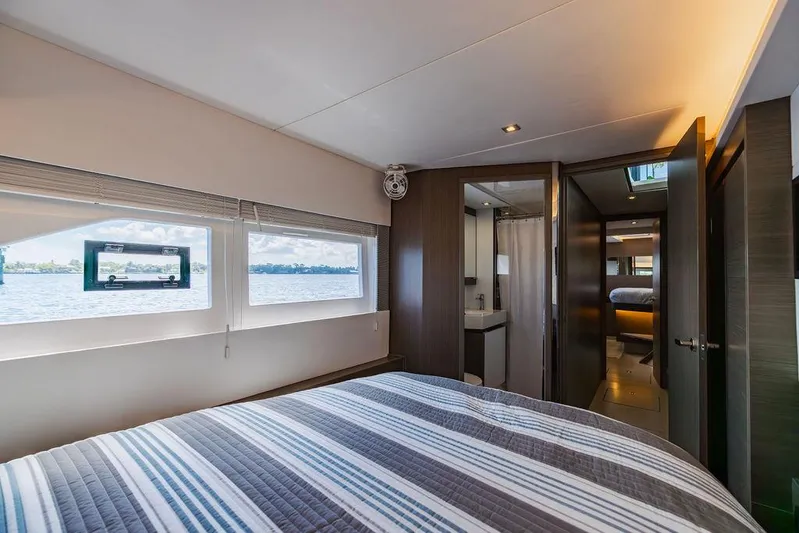 Nautilus Yacht Photos Pics Luxurious interior of 2021 Leopard 53 Powercat yacht with scenic water view.