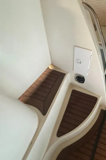  Yacht Photos Pics 2008 Meridian 580 Pilothouse interior with wooden flooring and white paneling.