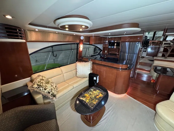  Yacht Photos Pics Luxurious interior of a 2008 Meridian 580 Pilothouse yacht with elegant furnishings.