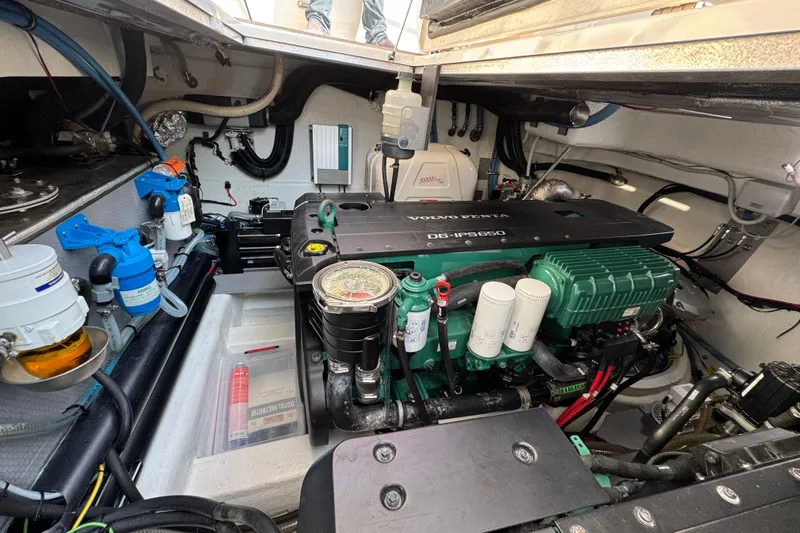  Yacht Photos Pics Engine room of 2023 Nord Star 49 SCY with Volvo Penta engine and various components.