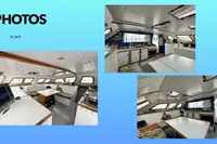 Interior views of a 2003 Custom CATAMARAN 12.30 M, showcasing spacious cabin and kitchen areas.