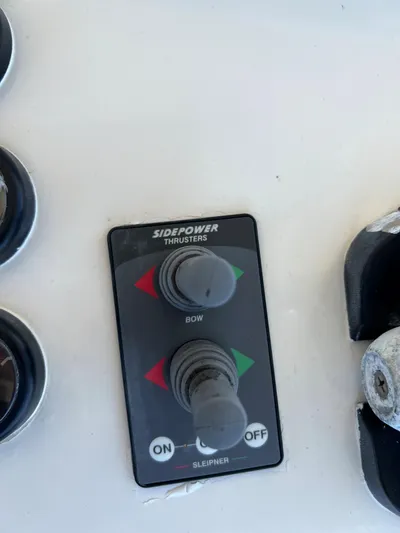 Edmond Dantes Yacht Photos Pics Sidepower thrusters control panel on 2004 Legacy Downeast boat.