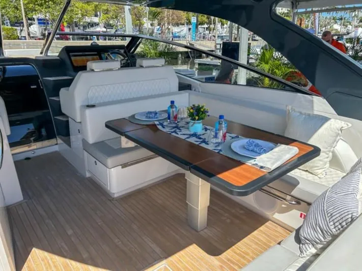  Yacht Photos Pics Luxurious dining area on the 2024 Windy 40 Camira SX yacht.