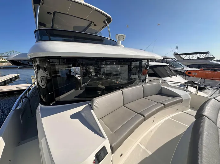 Skyfall Yacht Photos Pics Absolute 52 Navetta 2022 yacht with modern design at the marina.