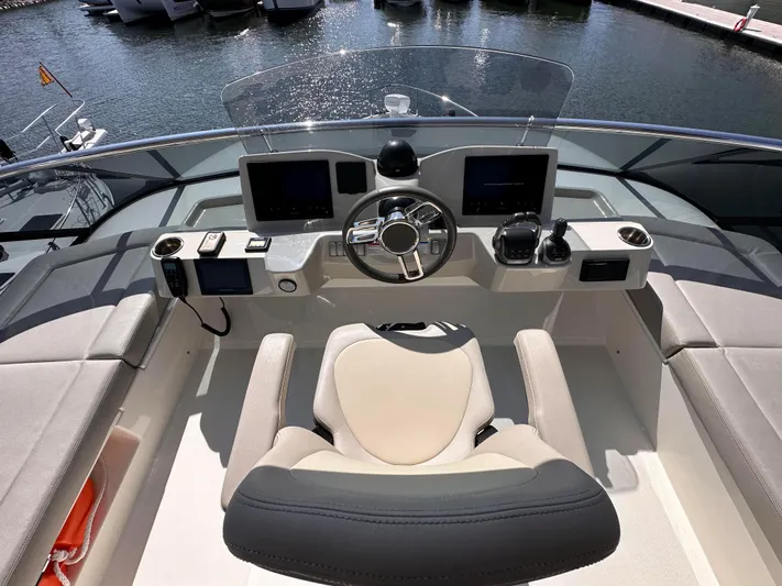 Skyfall Yacht Photos Pics Helm of Absolute 52 Navetta 2022 with modern design.