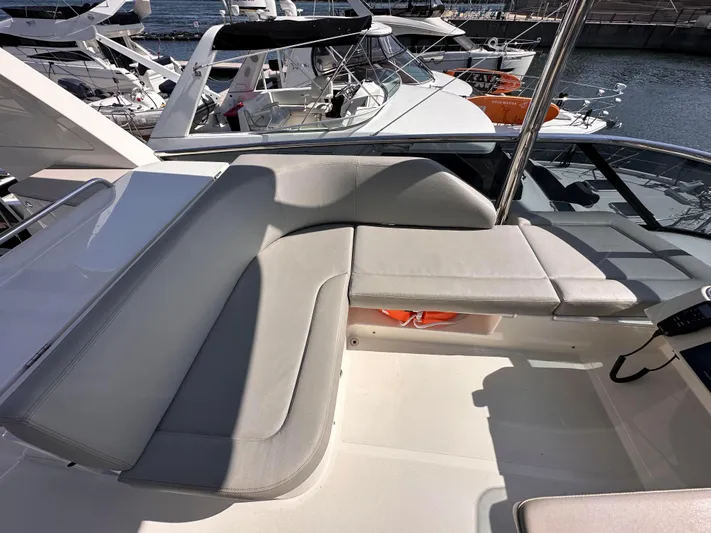 Skyfall Yacht Photos Pics Luxurious seating on the Absolute 52 Navetta yacht, 2022 model.