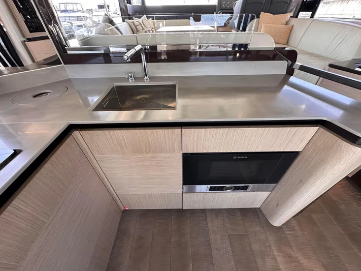 Skyfall Yacht Photos Pics Modern kitchen on the Absolute 52 Navetta yacht, 2022 model.