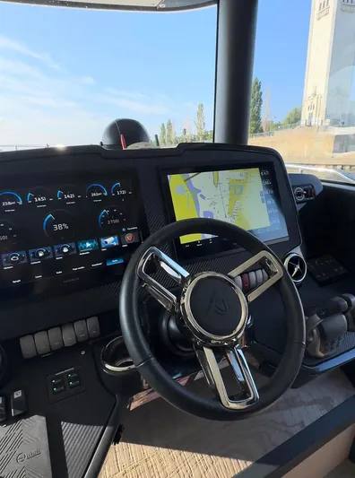 Skyfall Yacht Photos Pics Helm of Absolute 52 Navetta yacht, model year 2022.