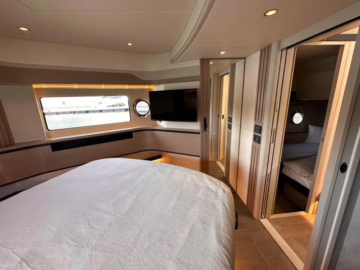 Skyfall Yacht Photos Pics Luxurious cabin of the Absolute 52 Navetta yacht, 2022 model.