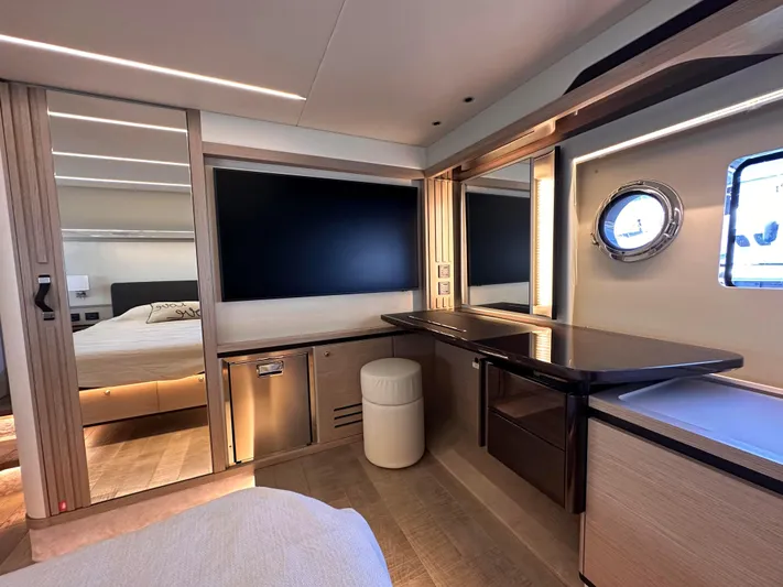 Skyfall Yacht Photos Pics Luxurious interior of Absolute 52 Navetta yacht, 2022 model.