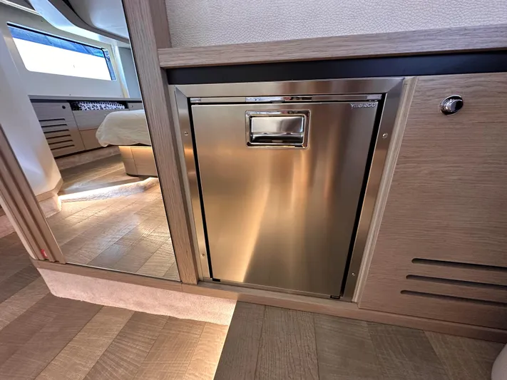 Skyfall Yacht Photos Pics Interior of Absolute 52 Navetta 2022 with stainless steel appliance.