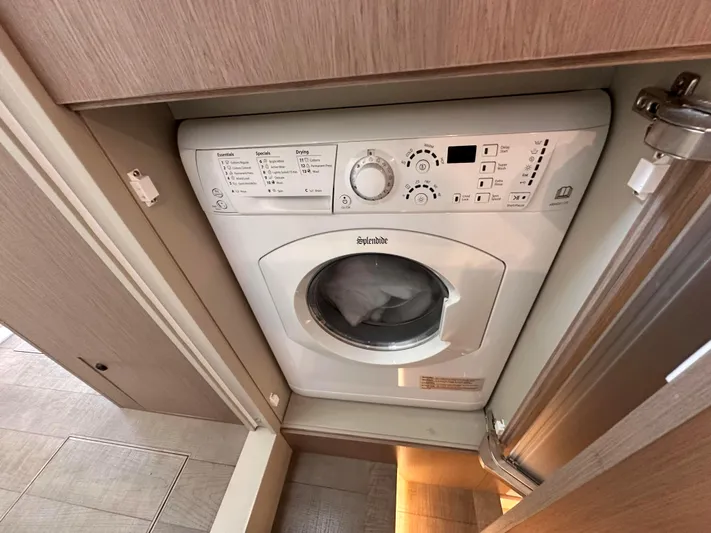 Skyfall Yacht Photos Pics Washing machine in Absolute 52 Navetta yacht, 2022 model.