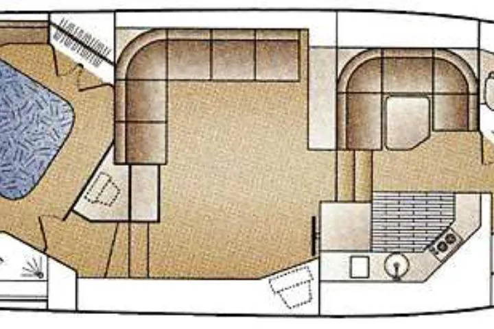 Code Four Yacht Photos Pics Floor plan of a 2000 Carver 406 Motor Yacht, featuring spacious interior layout.