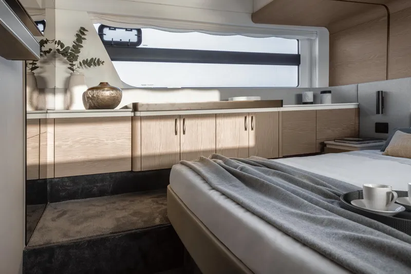  Yacht Photos Pics Luxurious interior of 2024 Azimut Fly 53 yacht with elegant decor and modern furnishings.