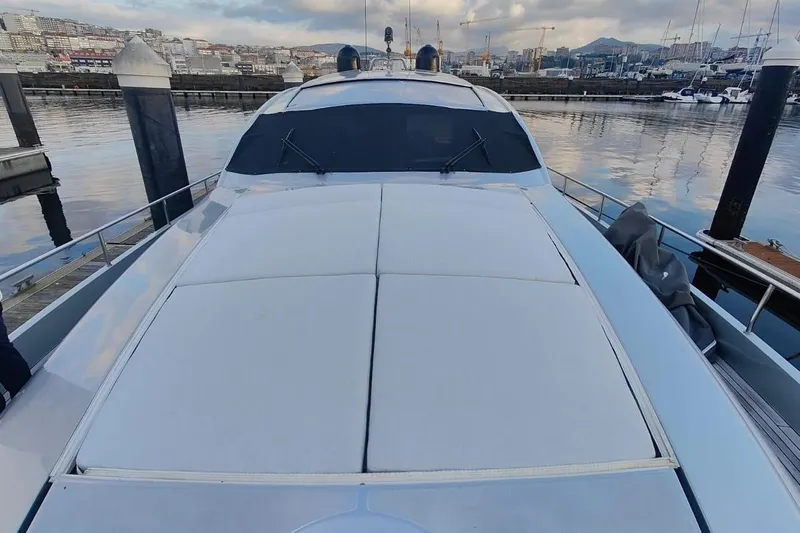 White Shark I Yacht Photos Pics Luxury Pershing 72 yacht docked at marina, 2010 model, sleek design.