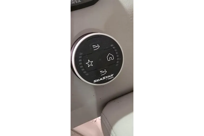 Your So Vein Yacht Photos Pics Control panel on 2024 Regal 42 Fly yacht, featuring SeaStar system.