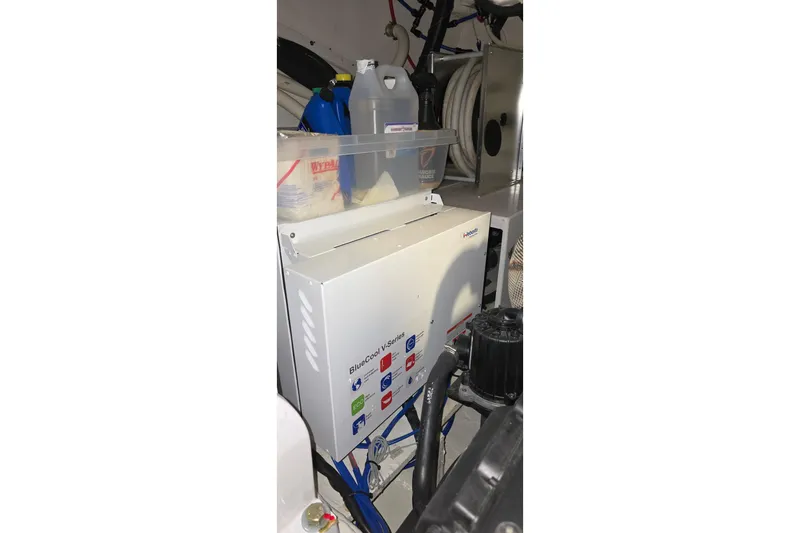 Your So Vein Yacht Photos Pics Engine room of 2024 Regal 42 Fly with BlueCool V-Series unit and supplies.