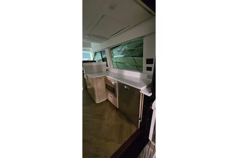 Your So Vein Yacht Photos Pics Modern kitchen interior of 2024 Regal 42 Fly yacht with sleek design.