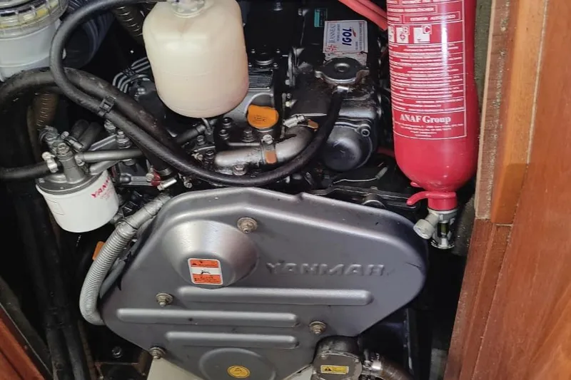  Yacht Photos Pics Engine compartment of 2005 Jeanneau Sun Odyssey 40.3 sailboat with Yanmar engine.