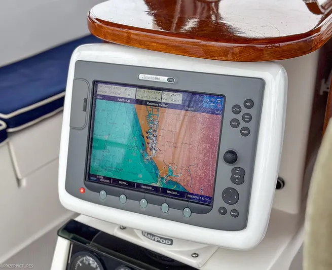 Kinship Ll Yacht Photos Pics Navigation system on 2010 Catalina 445 sailboat, displaying nautical chart.