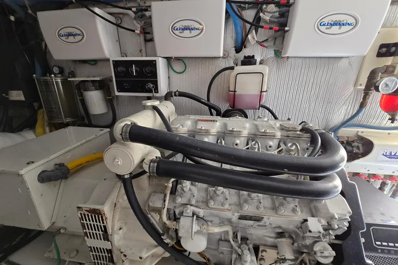  Yacht Photos Pics Engine room of 1986 Ocean Yachts 55 Super Sport with Glendinning controls.