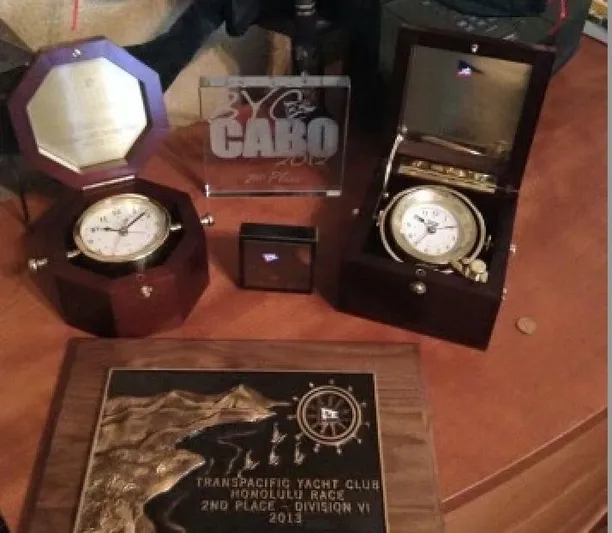 Medusa Yacht Photos Pics Yacht race trophies and plaques, including Transpacific Yacht Club 2013 2nd place award.