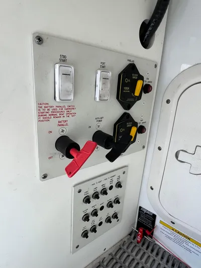  Yacht Photos Pics Control panel of a 2014 Formula 350 Crossover Bowrider boat.