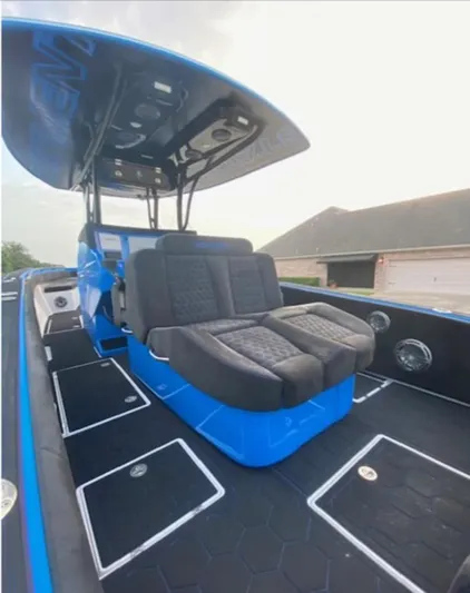  Yacht Photos Pics 2021 Statement 380 Open boat with sleek seating and modern design.