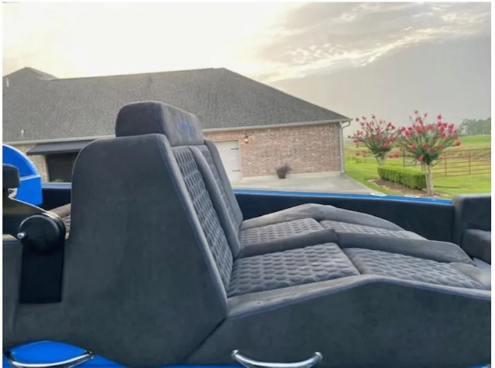  Yacht Photos Pics Luxurious seating on 2021 Statement 380 Open boat, with a scenic background.