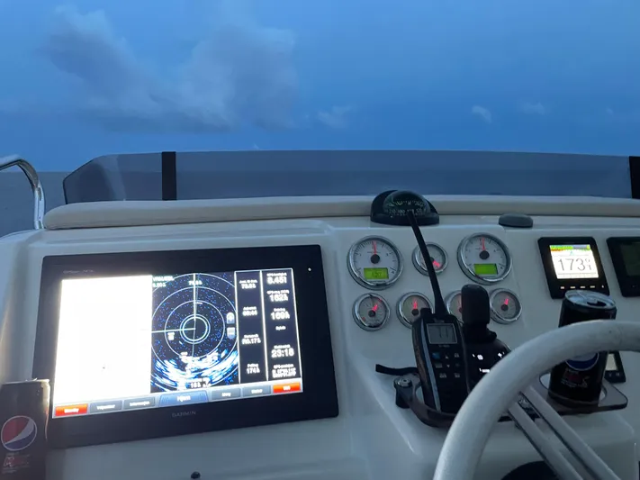  Yacht Photos Pics Helm of 2016 Cranchi Eco Trawler 53 Long Distance with navigation equipment and gauges.