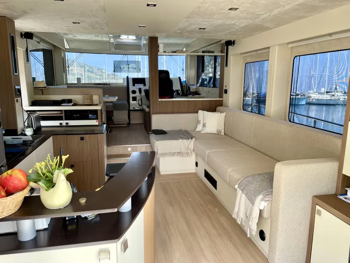  Yacht Photos Pics Luxurious interior of 2016 Cranchi Eco Trawler 53 Long Distance yacht with modern furnishings.