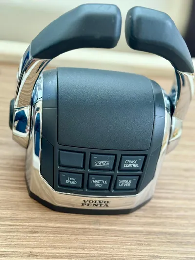  Yacht Photos Pics Volvo Penta throttle control on 2016 Cranchi Eco Trawler 53 Long Distance yacht.