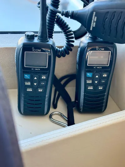  Yacht Photos Pics Two Icom IC-M25 radios on a Cranchi Eco Trawler 53 Long Distance, 2016 model.